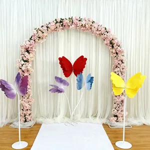 Elegant large gradient felt butterfly wedding decor ornaments with white mesh stands