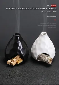 Juego de quemadores de cerámica para salvia y palo santo con textura rústica martillada.