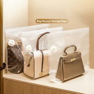 Transparent Vacuum Storage Bag For Handbags Shoes Clothes Compression Bag Closet Organizer Dustproof Moistureproof Protector