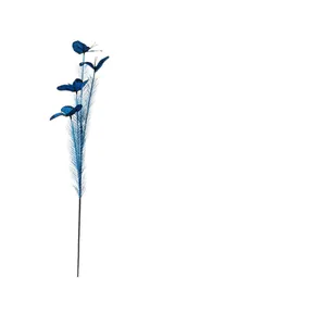 Artificial blue reed stem with butterfly decorations for home and window display