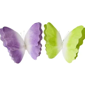 Set of two decorative gradient mesh butterflies in purple and green for wedding room decor