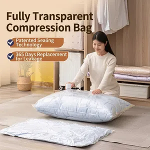 Sac de Compression sous Vide Transparent Pour Vêtements Couettes Gain de Place Sac de Scellage PA PE Avec Pompe Air Électrique