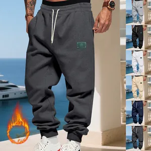 Premium men's heavy fleece joggers with drawstring waist and tapered cuffs in grey