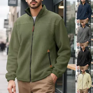Casual men's polar fleece zip-up sweatshirt showing five different color options for winter.