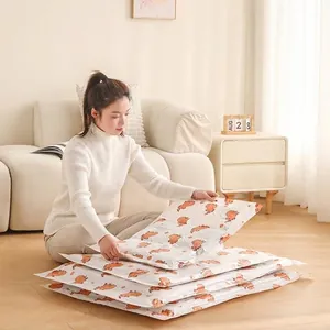 Thickened vacuum storage bags with cute bear pattern for clothes and bedding organization