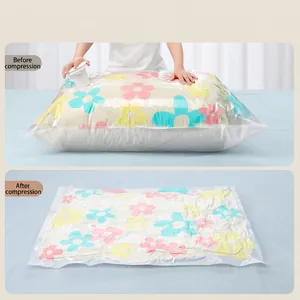 Durable sunflower pattern vacuum compression storage bag before and after comparison