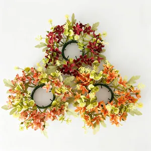 Set van 3 vintage Europese kunstbloem kaarsenringen voor decoratieve tafelversiering