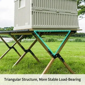 Durable foldable carbon steel camping table with stable triangular frame design