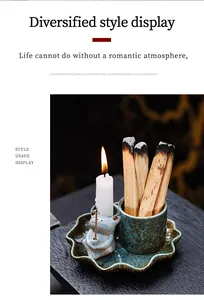 Creative ceramic frog incense burner set with lotus leaf tray for palo santo and candles