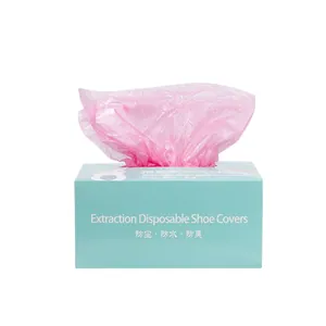 Wegwerp overschoenen in handige dispenserdoos, roze plastic, voor gebruik binnenshuis