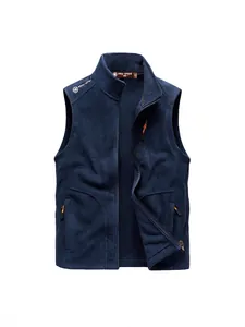 Herren Weste aus Fleece in Marineblau Ärmellose Winterjacke Warm Outdoor Weste mit Taschen