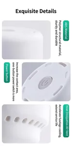 Dettaglio della pompa a vuoto elettrica che mostra materiale ABS, pulsante e sfiato di raffreddamento.