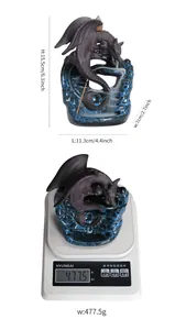 Dimensions and weight detail of the blue dragon backflow incense burner with wings.