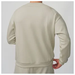 Vue arrière d'un sweat-shirt à col rond beige léger pour homme avec manches raglan