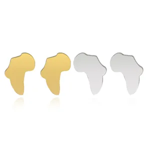 Vintage minimalistische Afrika kaart oorknopjes in goud en zilver legering afwerking