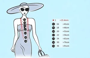 Guida alla lunghezza della collana con misure da 16 a 36 pollici su illustrazione moda