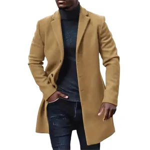 Stijlvolle halflange wollen jas voor heren in camel voor herfst- en wintermode