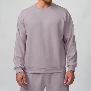 Sweat-shirt de Sport Thermique Léger Col Rond pour Hommes Manches Raglan Manches Longues Décontracté Extérieur Haut 1513