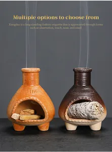 Bruciatore di incenso in ceramica a forma di mini camino per salvia e bastoncini di palo santo