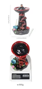 Measurements of hand-painted resin mushroom backflow incense burner including 666g weight