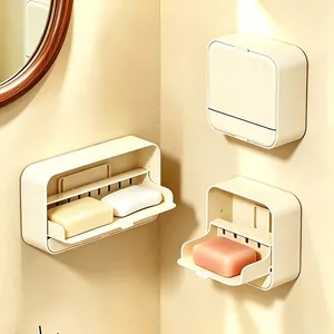 Wandmontierte Seifenschale Mit Deckel Stanzfrei Entwässerung Seifenhalter Für Badezimmer Dusche Wasserdichte Seifenkiste