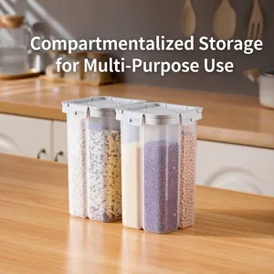 Luftdichter Müslibehälter Mehrfachfach Küchen Getreideglas Lebensmittelqualität Kunststoff Siegelbox Für Reis Bohnen Nudeln