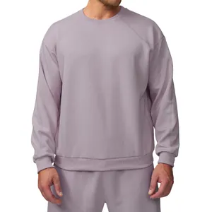 Sweat-shirt léger pour hommes à col rond violet poudré pour le sport et les loisirs