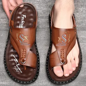 Heren Dubbel Gebruik Flip Flops Sandalen Microvezel Leer Zachte Latex Zool Strand Teenstuk Sandalen Outdoor Casual Zomer Schoenen
