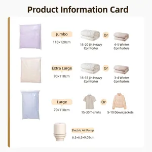 Sacs de rangement sous vide professionnels de différentes tailles avec kit de pompe à air électrique