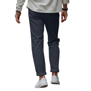 Detailed back view of men's charcoal grey slim fit tapered casual business pants