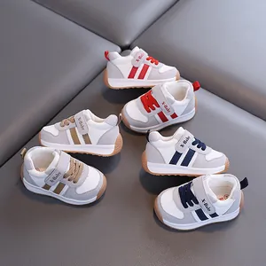 Toddler Boys Girls Casual Sneakers Breathable Mesh Soft Sole Non-Slip Walker Shoes Hook And Loop German Army Trainer Style White Shoes