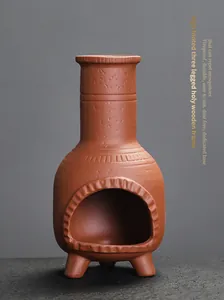 Rustic terracotta chimenea incense burner for Palo Santo and sage, artisanal detail.