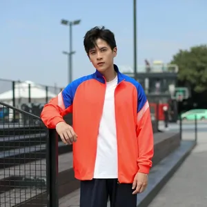 Veste de sport premium pour hommes orange et bleue zippée pour la course à pied
