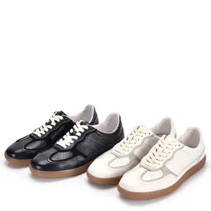 Premium Leder GAT Sneaker für Herren in Schwarz und Weiß mit Retro Gummisohle im Vintage Look