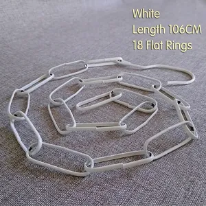 Catena in metallo bianco da 106 cm per appendere abiti in negozio con 18 anelli piatti