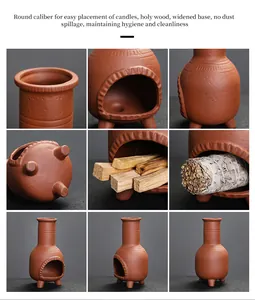 Vintage terracotta mini fireplace incense burner for palo santo and sage bundles