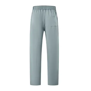 Detailed back view of men's casual slate grey drawstring trousers with rear pocket