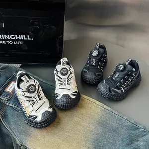 Sneaker Chunky da Bambino in Mesh Autunno 2025 con Bottone Girevole Scarpe Sportive Traspiranti Leggere e Antiscivolo per Ragazzi e Ragazze