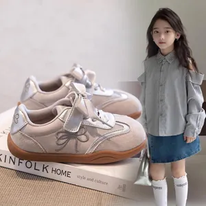 Elegantes zapatillas para niña 2025 con lazos, cordones de seda y suelas suaves y flexibles