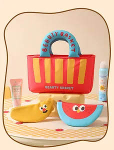 Vista detallada del lindo juego de 3 bolsas de almacenamiento de tela Oxford con frutas