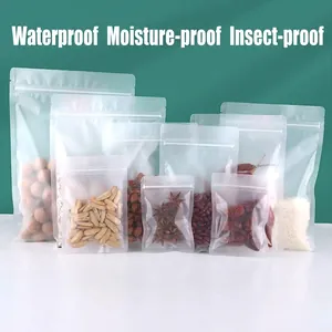 Frosted Matte Transparent Self Sealing Food Packaging Bag Thickened Moisture Proof Ziploc Storage Bag For Candy Snacks Nuts