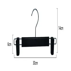 Dimensions détaillées cintre pantalon noir antidérapant avec clips, 30 cm largeur