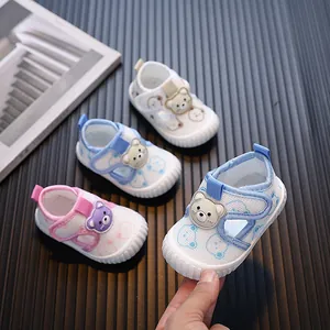 Zapatos de Malla Transpirables para Bebés Oso de Dibujos Animados Suela Blanda Antideslizante Zapatillas Casuales para Niños y Niñas