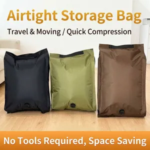 Sacchi a Compressione Ermetici per Bagagli da Viaggio in PET PE Spessore Senza Pompa Salvaspazio Motivo a Griglia Sacchi a Vuoto Portatili per Vestiti Dormitorio Studentesco