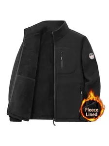 Chaqueta Forro Polar Hombre Cálida Engrosada Cuello Alto Cremallera Casual Urbano Exterior Top Otoño Invierno