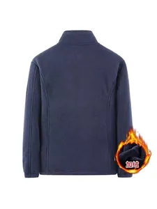 Chaqueta de forro polar azul marino para hombre con cuello alto y forro