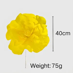Detaillierte Ansicht einer 40cm gelben PE-Kunstrose mit Gewichtsangabe von 75g