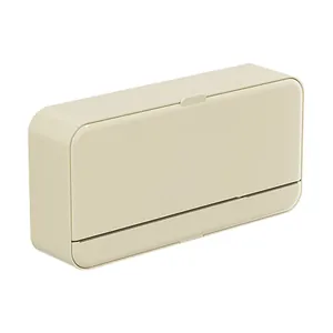 Minimalistische cremefarbene Seifenschale zur Wandmontage mit Deckel fürs Bad.