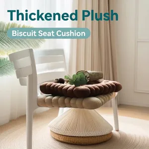 Comfortable thickened biscuit-shaped plush seat cushion for home and office chair