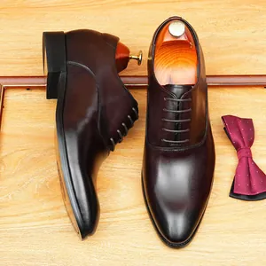 Classic men's genuine leather elevator Oxford shoes for business formal occasions